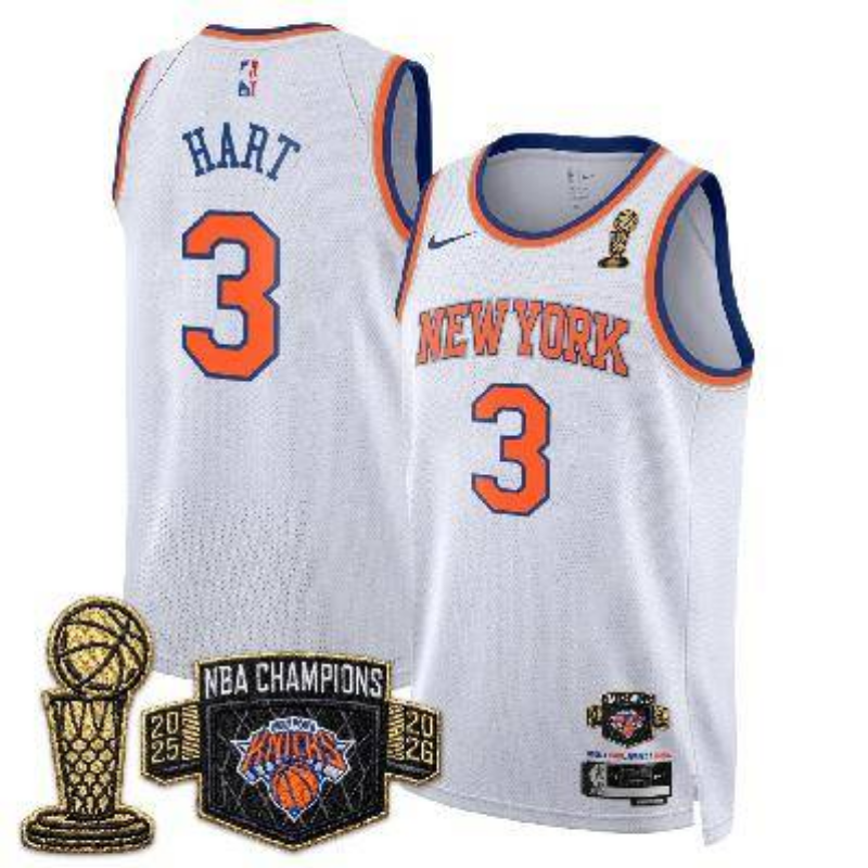 Men New York Knicks #3 Hart white 2026 Nike NBA jersey 0627002